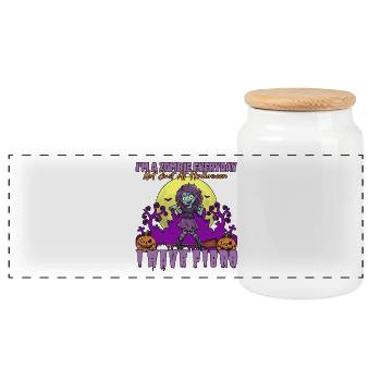 Zombie Everyday Fibromyalgia Awareness - Panoramic Cookie Jar with Wooden Lid - white - Front