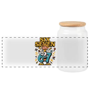Six Seven 67 Italian Brainrot Nerd Humour Drôle - Boîte à biscuits avec couvercle en bois - blanc - Devant