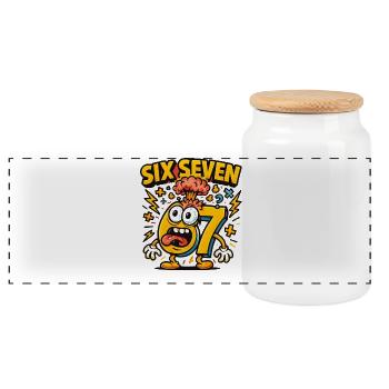 Six Seven 67 Italian Brainrot Nerd Humour Drôle - Boîte à biscuits avec couvercle en bois - blanc - Devant