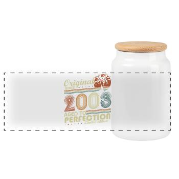 Original 2008 Vintage Retro Geburtstag Geschenk - Panorama Keksdose mit Holzdeckel - Weiß - Vorne