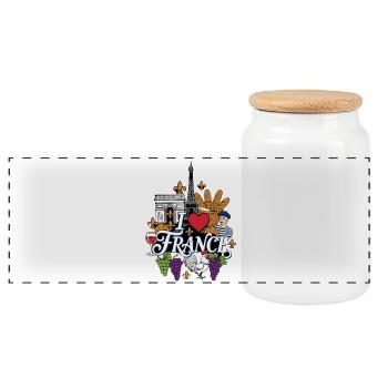 J’adore les vacances en France - Boîte à biscuits avec couvercle en bois - blanc - Devant