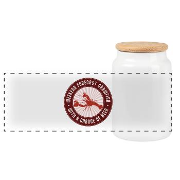Crawfish Weekend Beer Chance - Panoramic Cookie Jar with Wooden Lid - white - Front