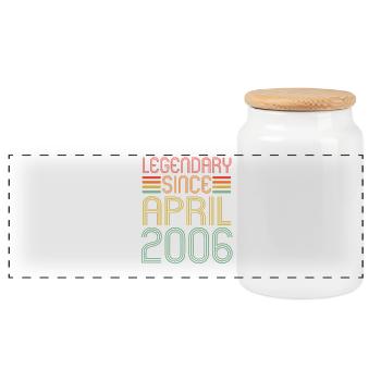 Legendary since April 2006, Retro, Birthday - Panoramic Cookie Jar with Wooden Lid - white - Front