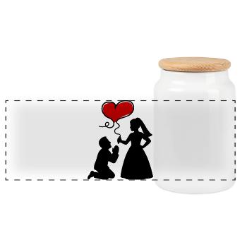 Brautpaar Ehepaar Hochzeit - Panorama Keksdose mit Holzdeckel - Weiß - Vorne