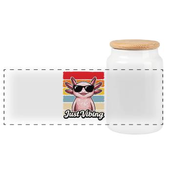 Just Vibing Axolotl Retro Cute Funny Shirt - Panorama Keksdose mit Holzdeckel - Weiß - Vorne
