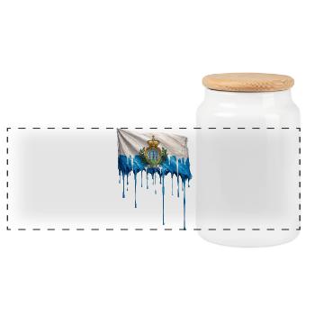Art de la goutte du drapeau de Saint-Marin - Boîte à biscuits avec couvercle en bois - blanc - Devant