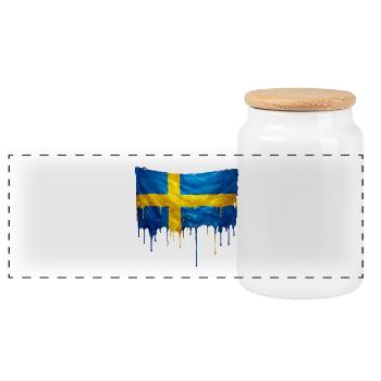 Art de la chute du drapeau suédois - Boîte à biscuits avec couvercle en bois - blanc - Devant