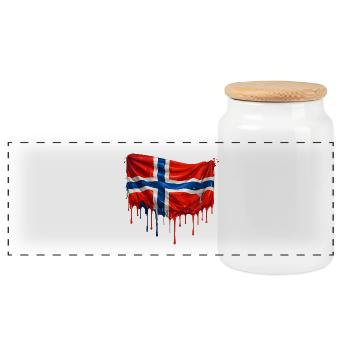 Norwegische Flagge Tropfen - Panorama Keksdose mit Holzdeckel - Weiß - Vorne
