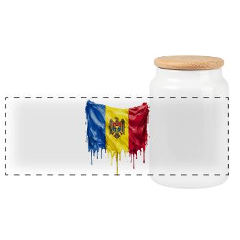 Moldova Colorful Paint - Panorama Keksdose mit Holzdeckel - Weiß - Vorne