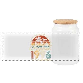 Original 1996 Vintage Vintage Birthday Gift - Panoramic Cookie Jar with Wooden Lid - white - Front