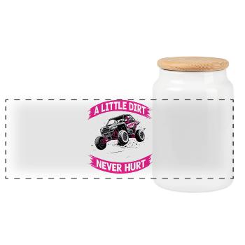 UTV Off Road Girl Woman 4 Wheeler Side by side - Panorama Keksdose mit Holzdeckel - Weiß - Vorne