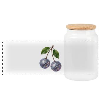 Disco Cherry - Panorama Keksdose mit Holzdeckel - Weiß - Vorne