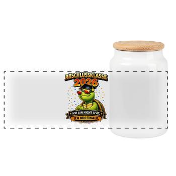 Graduating Class of 2026 Tortoise | School leavers - Panoramic Cookie Jar with Wooden Lid - white - Front