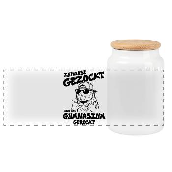Zuhause gezockt Gymnasium gerockt Capybara Abitur - Panorama Keksdose mit Holzdeckel - Weiß - Vorne