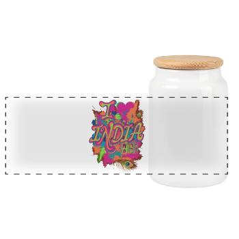 I Love India Taj Mahal - Panoramic Cookie Jar with Wooden Lid - white - Front