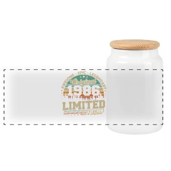 Original 1986 Vintage Retro Birthday Gift - Panoramic Cookie Jar with Wooden Lid - white - Front