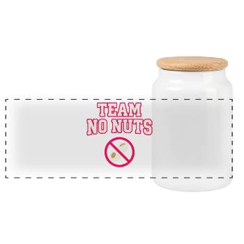 Team No Nuts mit Erdnuss Symbol - Panorama Keksdose mit Holzdeckel - Weiß - Vorne