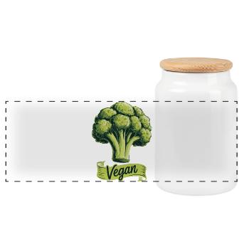 Vegan T-Shirt Brokkoli Veganer Lifestyle Ernährung - Panorama Keksdose mit Holzdeckel - Weiß - Vorne