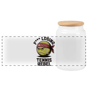 Joueuse de tennis en train de perdre Tennis Rebel - Boîte à biscuits avec couvercle en bois - blanc - Devant
