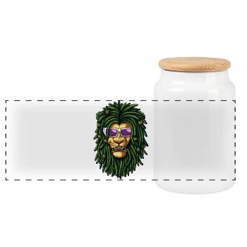 Rasta Lion Dreadlocks Lunettes de soleil Art reggae - Boîte à biscuits avec couvercle en bois - blanc - Devant