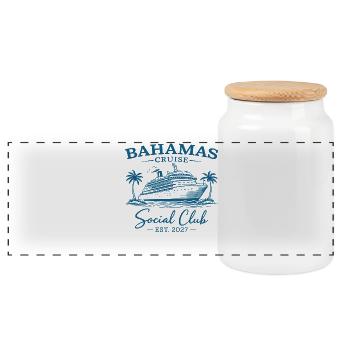 Bahamas Cruise Social Club Est 2027 - Boîte à biscuits avec couvercle en bois - blanc - Devant