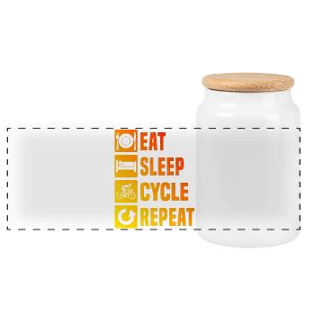 Gift idea for a road bike with road bike - Panoramic Cookie Jar with Wooden Lid - white - Front