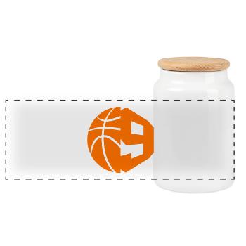 NR. 9 BASKETBALL NUMMER 9 BASKETBALL 9. GEBURTSTAG - Panorama Keksdose mit Holzdeckel - Weiß - Vorne