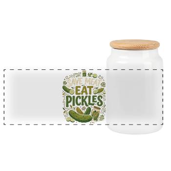 Un concombre drôle qui dit : Sauve la viande, mange des cornichons - Boîte à biscuits avec couvercle en bois - blanc - Devant