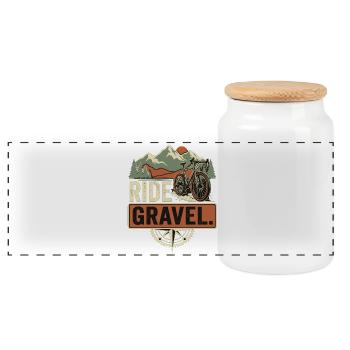 Ride Gravel Bike Mountains Bikepacking - Panoramic Cookie Jar with Wooden Lid - white - Front