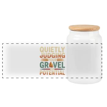 Kies auf Potenzial prüfen | Geologie Humor - Panorama Keksdose mit Holzdeckel - Weiß - Vorne