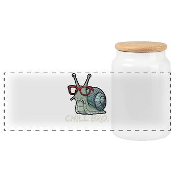 Chill Bro lustige Schnecke - Panorama Keksdose mit Holzdeckel - Weiß - Vorne