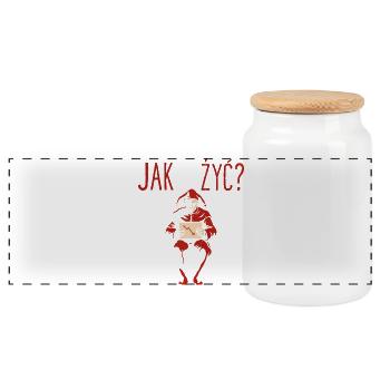 Jak Żyć Polish Meme Existential Jester - Panoramic Cookie Jar with Wooden Lid - white - Front