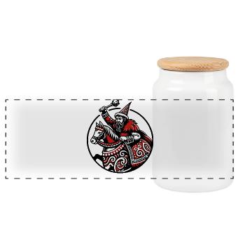 Lajkonik Polnische Volkslegende Reiter - Panorama Keksdose mit Holzdeckel - Weiß - Vorne