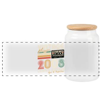 Vintage 2008 Vintage Rétro Cadeau d’anniversaire - Boîte à biscuits avec couvercle en bois - blanc - Devant