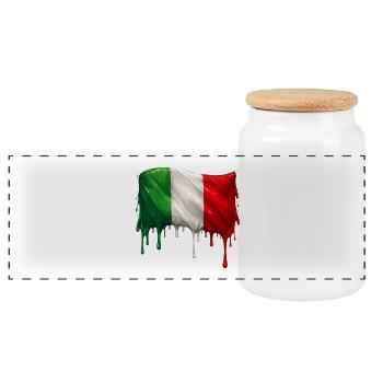 Italienische Flagge bunte Farbe - Panorama Keksdose mit Holzdeckel - Weiß - Vorne