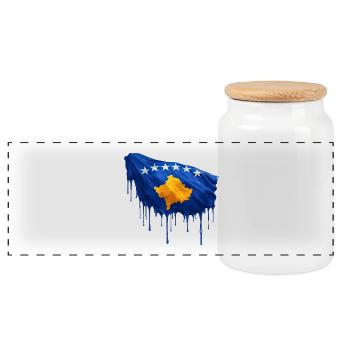 Drapeau du Kosovo couleur colorée - Boîte à biscuits avec couvercle en bois - blanc - Devant