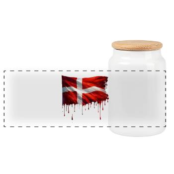 Drapeau danois couleur - Boîte à biscuits avec couvercle en bois - blanc - Devant