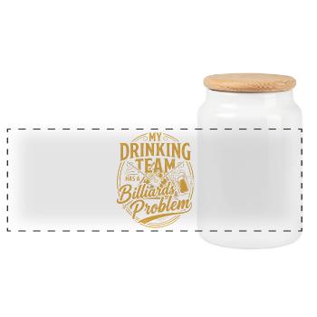 Billiards Beer Funny Shirt Gift Player Humor - Panoramic Cookie Jar with Wooden Lid - white - Front