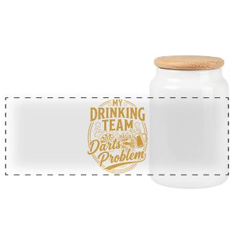 Fléchettes Chemise de bière Joueur de fléchettes Darts Cadeaux drôle - Boîte à biscuits avec couvercle en bois - blanc - Devant