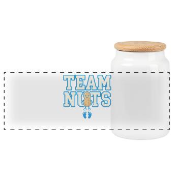 Team Nuts Peanut Design - Panoramic Cookie Jar with Wooden Lid - white - Front