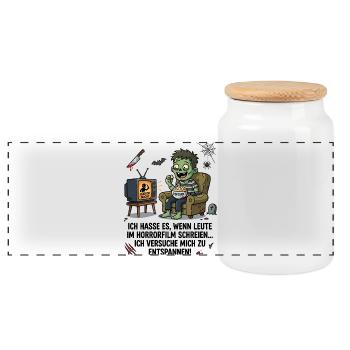 Zombie Horror Nacht Humor - Panorama Keksdose mit Holzdeckel - Weiß - Vorne
