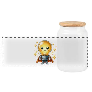 Glühbirne Superheld Helden Lampe - Panorama Keksdose mit Holzdeckel - Weiß - Vorne