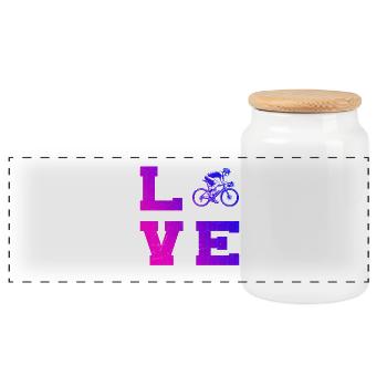 Gift idea for a road bike with road bike - Panoramic Cookie Jar with Wooden Lid - white - Front