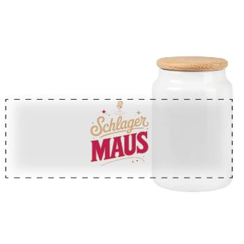 Schlager Maus Party Crew JGA Frauen Schlagermaus - Panorama Keksdose mit Holzdeckel - Weiß - Vorne