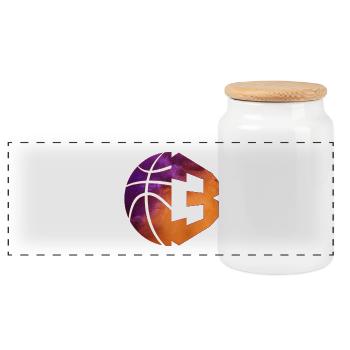 NUMBER 3 BASKETBALL 3RD BIRTHDAY - Panoramic Cookie Jar with Wooden Lid - white - Front