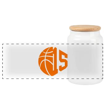 NUMBER 15 BASKETBALL 15TH BIRTHDAY - Panoramic Cookie Jar with Wooden Lid - white - Front
