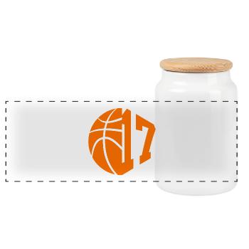 NUMMER 17 BASKETBALL 17. GEBURTSTAG - Panorama Keksdose mit Holzdeckel - Weiß - Vorne