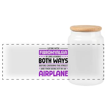 Quote For Fibromyalgia Awareness Month - Panoramic Cookie Jar with Wooden Lid - white - Front