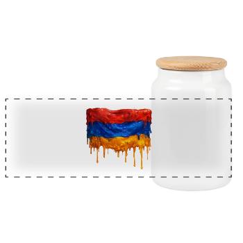 Armenian flag in bright colors - Panoramic Cookie Jar with Wooden Lid - white - Front