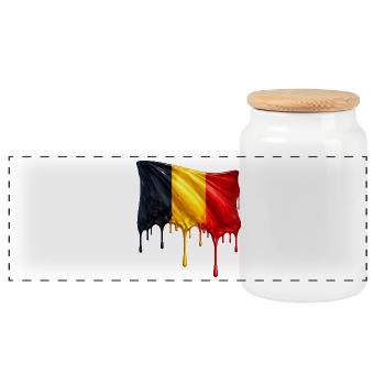 Belgische Flagge in bunten Farben - Panorama Keksdose mit Holzdeckel - Weiß - Vorne